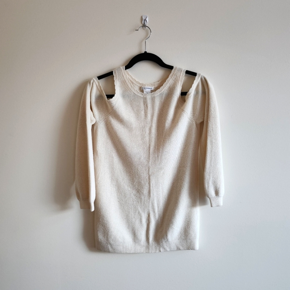 CLUB MONACO | S Cold Shoulder Knit Sweater | cream